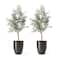 Glitzhome® 16.75" Eco-Friendly Faux Brushed Steel Texture Planters, 2ct.